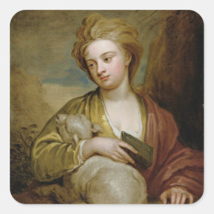 Portrait of a Woman as St. Agnes, traditionally id Square Sticker