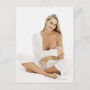 Portrait of a woman breastfeeding a baby (3-6 postcard