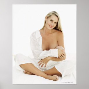 Portrait of a woman breastfeeding a baby (3-6 poster