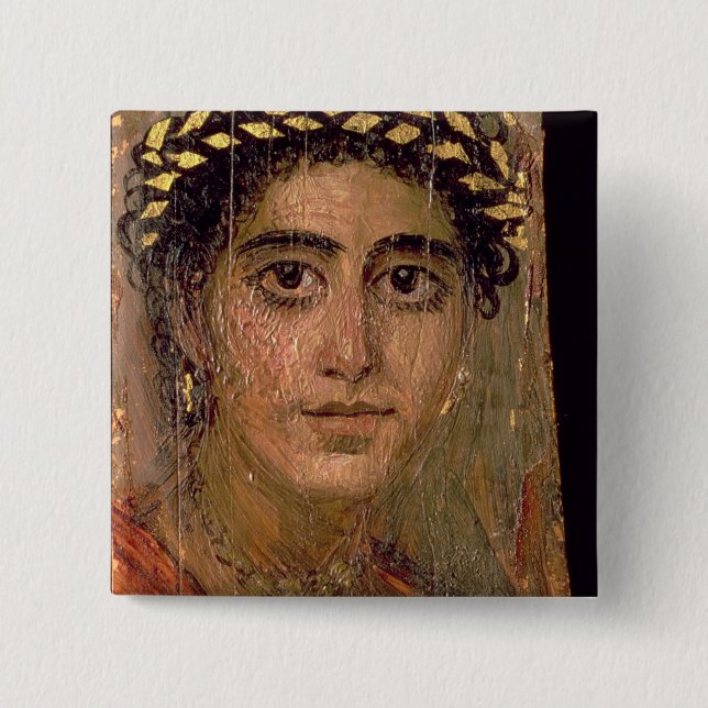 Portrait of a Woman, from Fayum, Romano-Egyptian, 15 Cm Square Badge (Front)