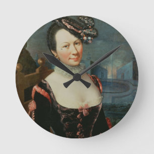 Portrait of a Woman Holding a Musical Score Round Clock