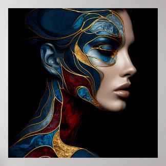 Portrait Of A Woman In Abstract Poster