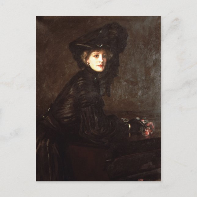 Portrait of a Woman in Black by Sir John Lavery Postcard (Front)