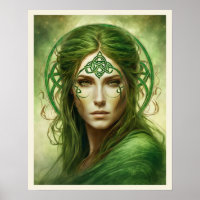 Portrait Of a Woman in Green Irish Celtic Knot