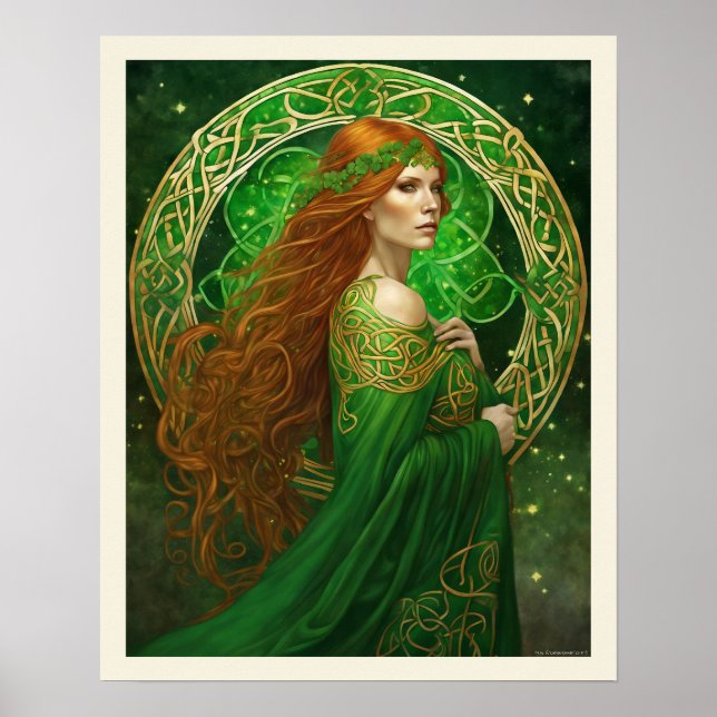 Portrait of a Woman in Shamrock Green & Gold Poster (Front)