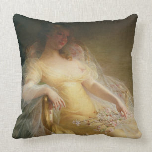 Portrait of a Woman (oil on canvas) Cushion