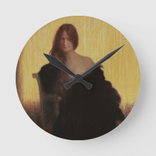 Portrait of a Woman (pastel on paper) Round Clock