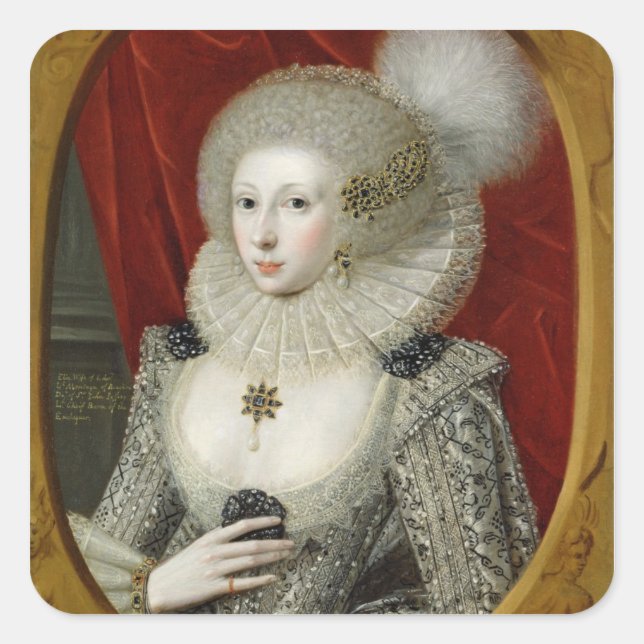 Portrait of a woman, possibly Frances Cotton, Lady Square Sticker (Front)