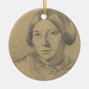 Portrait of a woman, possibly George Sand (1804-76 Ceramic Tree Decoration