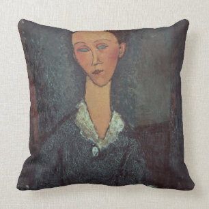 Portrait of a Woman with a White Collar (oil on ca Cushion
