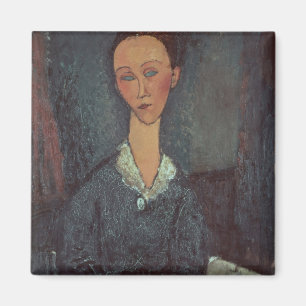 Portrait of a Woman with a White Collar (oil on ca Magnet