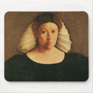 Portrait of a Woman with a White Hairnet Mouse Pad