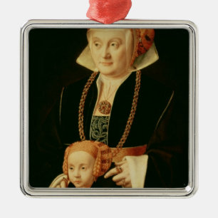 Portrait of a Woman with her Daughter Metal Tree Decoration