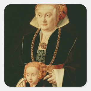 Portrait of a Woman with her Daughter Square Sticker