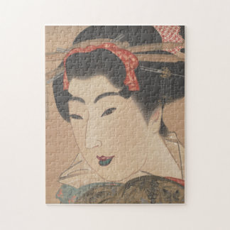 Portrait of a Woman with White Fan – Vintage Japan Jigsaw Puzzle