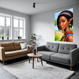 Portrait of a women  elf human hybrid   AI Art Poster