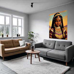Portrait of a young African Princess AI Art Poster