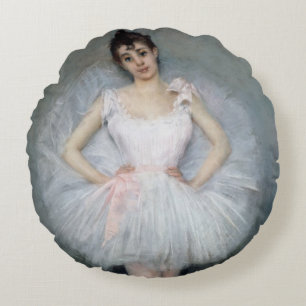 Portrait of a Young Ballerina Round Cushion