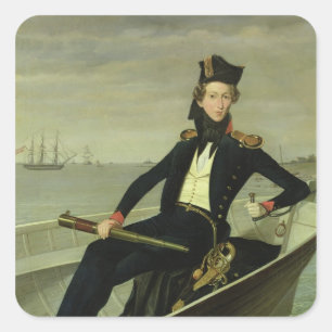 Portrait of a Young Danish Naval Officer, 1841 Square Sticker