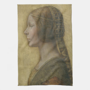 Portrait of a Young Fiancee by Leonardo da Vinci Tea Towel