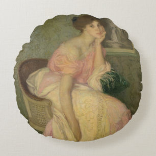 Portrait of a Young Girl, 1906 Round Cushion
