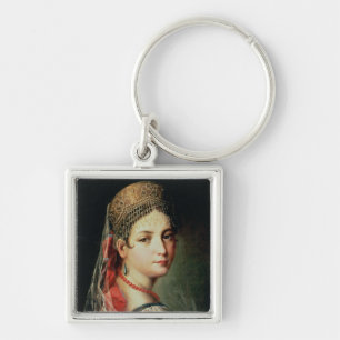 Portrait of a Young Girl in Sarafan and Key Ring