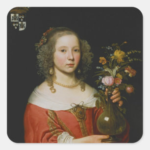 Portrait of a Young Girl Square Sticker
