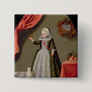 Portrait of a Young Girl with a Bird 15 Cm Square Badge