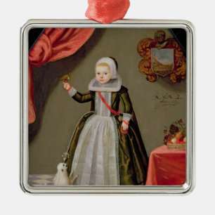Portrait of a Young Girl with a Bird Metal Ornament
