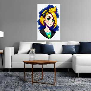 Portrait of a young lady blonde hair AI Art Poster