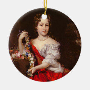 Portrait of a Young Lady (oil on canvas) Ceramic Tree Decoration