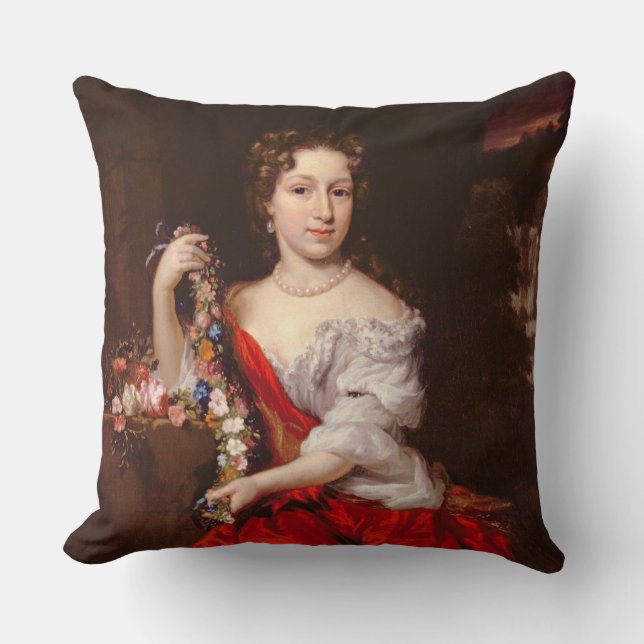 Portrait of a Young Lady (oil on canvas) Cushion (Front)