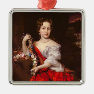 Portrait of a Young Lady (oil on canvas) Metal Tree Decoration