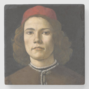 Portrait of a Young Man by Botticelli Stone Coaster