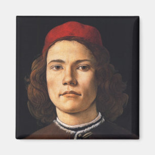 Portrait of a Young Man by Sandro Botticelli Magnet