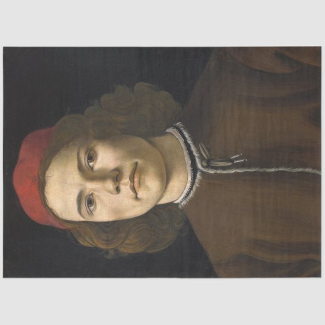 Portrait of a Young Man (by Sandro Botticelli) Tissue Paper (Front)