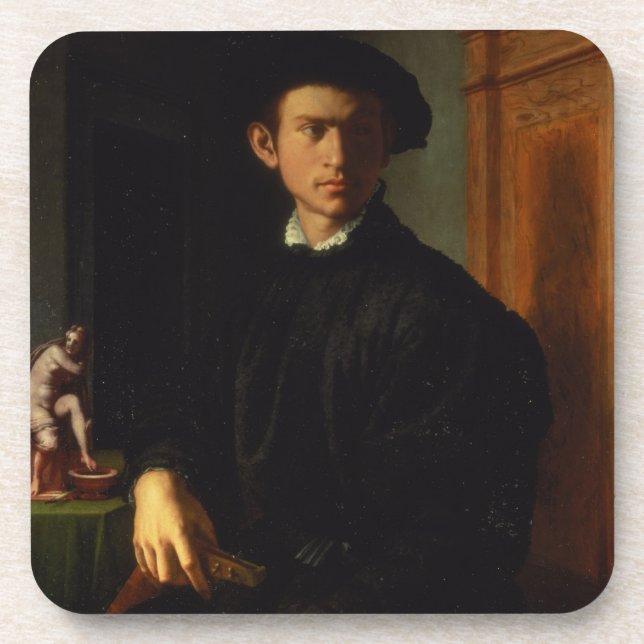 Portrait of a young man, c.1532-40 (oil on panel) coaster (Front)