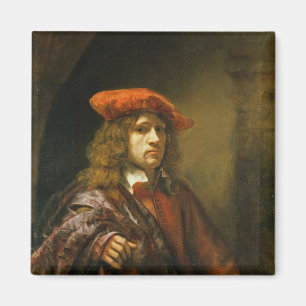 Portrait of a young man in a red cap magnet