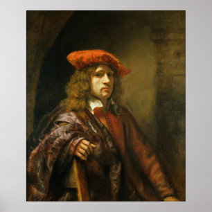 Portrait of a young man in a red cap poster