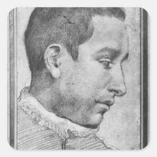 Portrait of a young man square sticker
