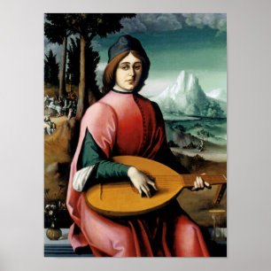 Portrait of a Young Man with a Lute Poster