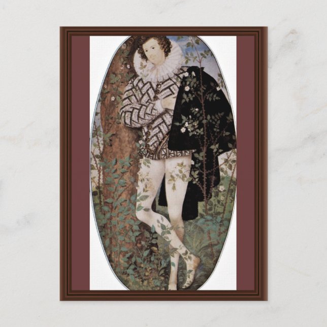 Portrait Of A Young Man With Roses Oval By Nichola Postcard (Front)