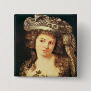 Portrait of a young woman 15 cm square badge