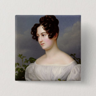 Portrait of a Young Woman, 1827 (oil on canvas) 15 Cm Square Badge
