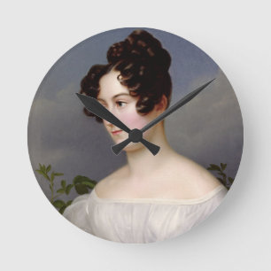 Portrait of a Young Woman, 1827 (oil on canvas) Round Clock