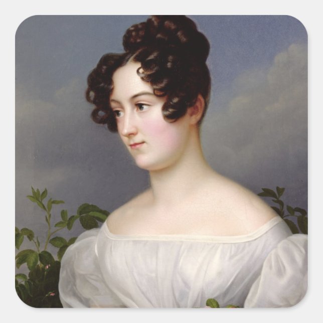 Portrait of a Young Woman, 1827 (oil on canvas) Square Sticker (Front)