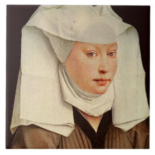 Portrait of a Young Woman in a Pinned Hat, c.1435 Ceramic Tile