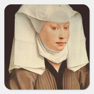 Portrait of a Young Woman in a Pinned Hat, c.1435 Square Sticker