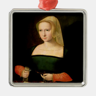 Portrait of a young woman metal ornament