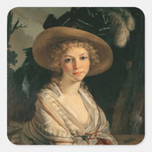 Portrait of a Young Woman Square Sticker
